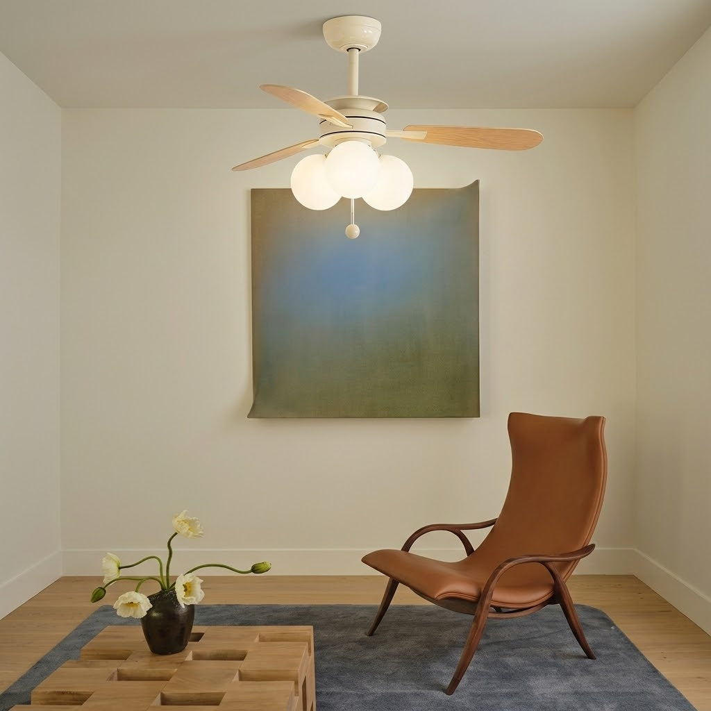 Nordic Wooden Fan with 3 Glass Shades
