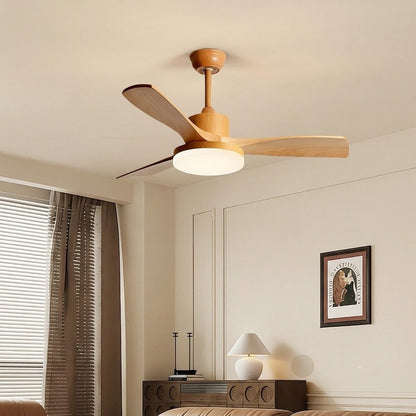 Natural Wood Finish LED Ceiling Fan