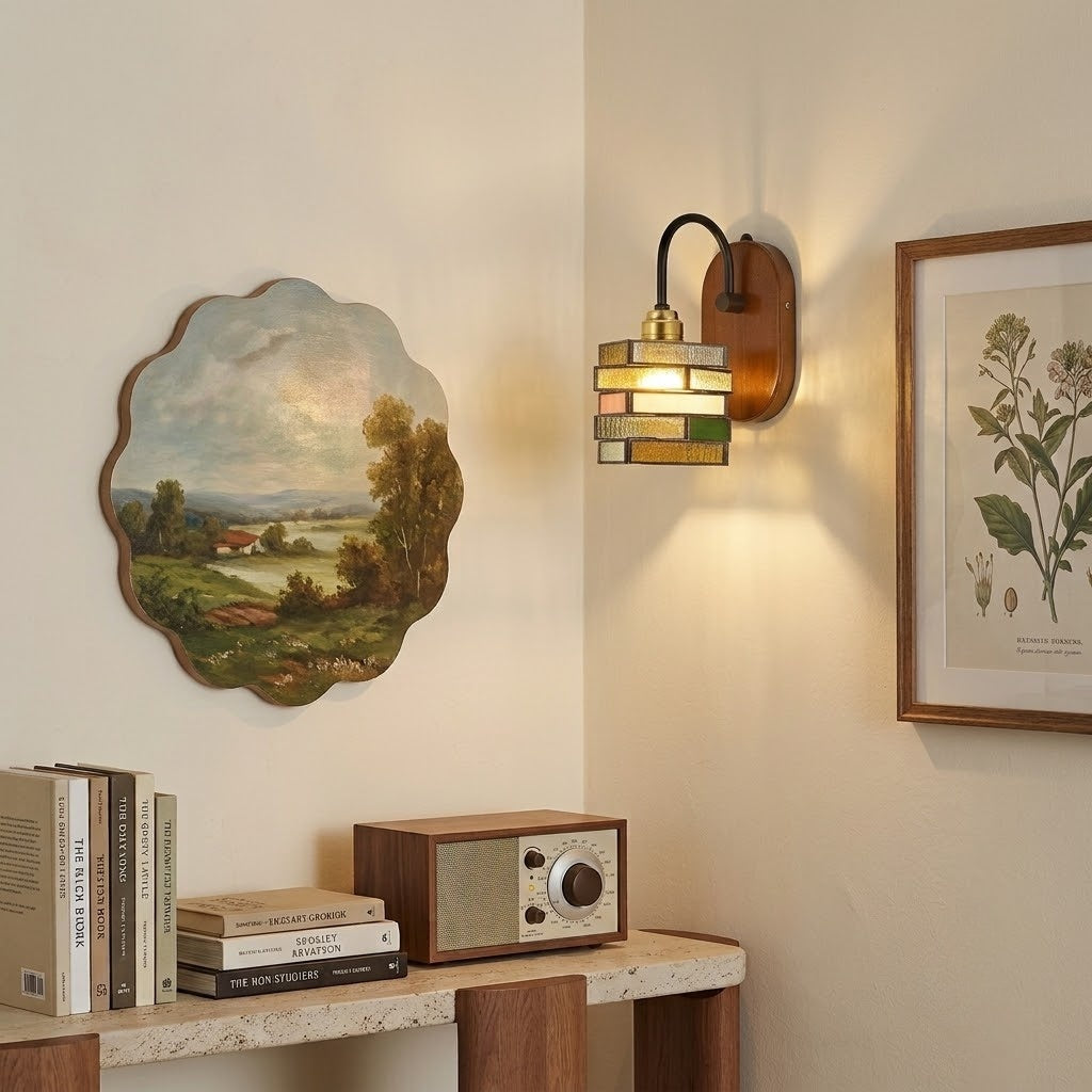 Geometric Stained Glass Wall Light