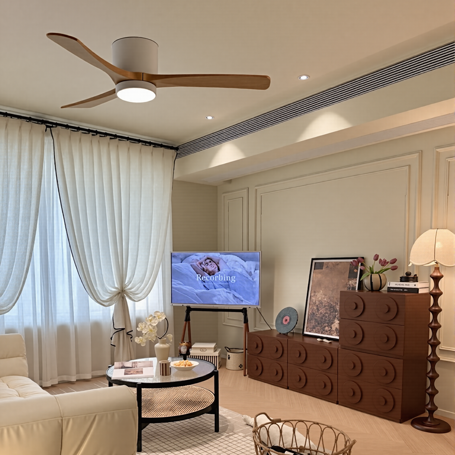 Low Profile Solid Wood Hugger Fan