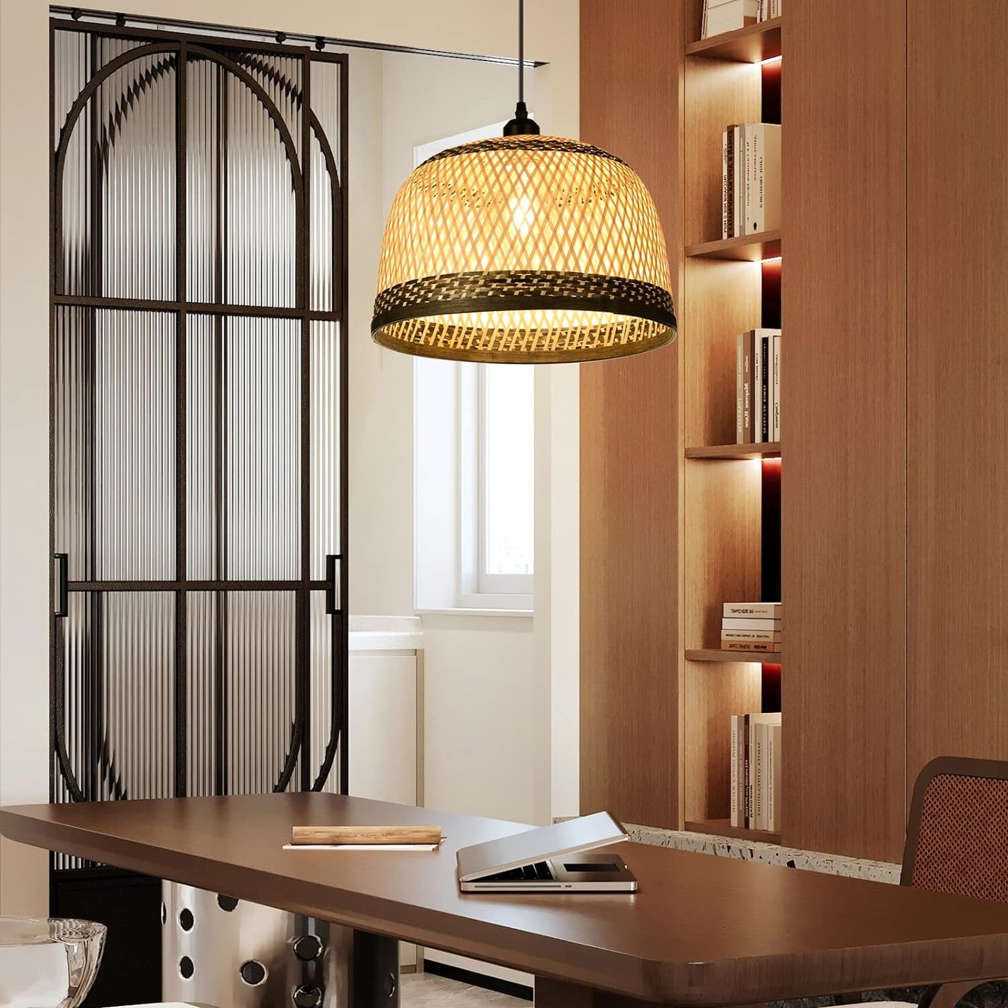 Round Wicker Nest Ceiling Lamp