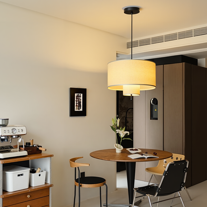 Nested Linen Drum Pendant Light