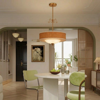 Rattan and Brass Pendant Light