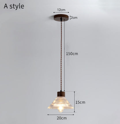Walnut Wood and Glass Bedroom Pendant