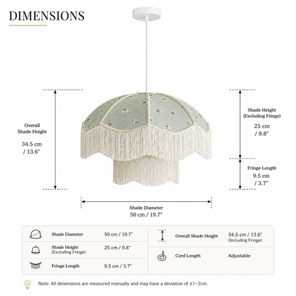 Sage Green Floral Fringe Pendant Light