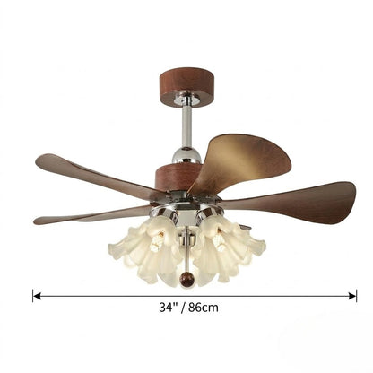 Modern Wooden Fan with Glass Shades