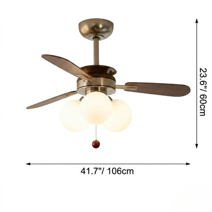 Nordic Wooden Fan with 3 Glass Shades