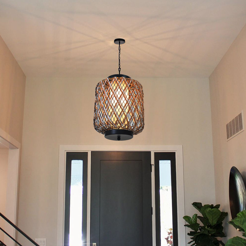 Bamboo Mesh Lantern Pendant Light