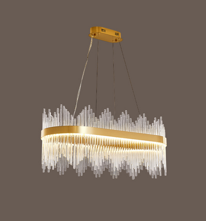 Crystal Wave Chandelier in Brushed Gold