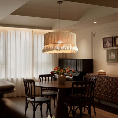 Jute Rope Fringe Tassel Pendant Light