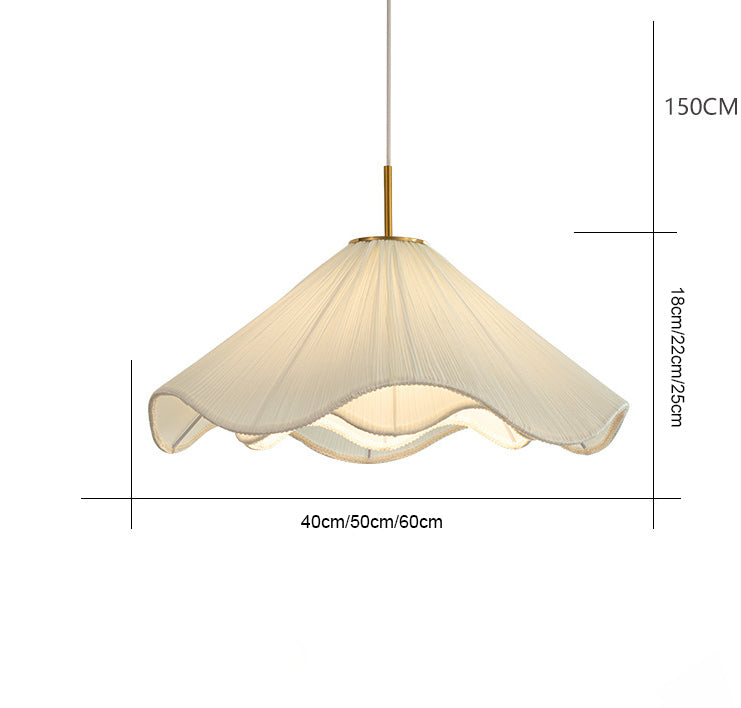 Beige Fabric Circular Pendant Light
