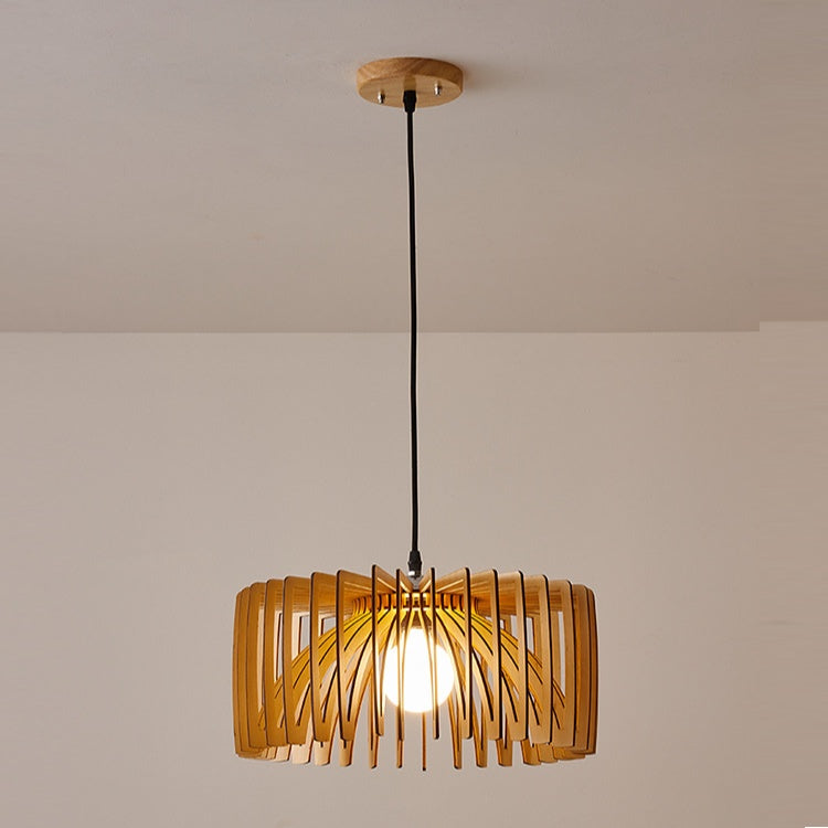 Wooden Slat Sculptural Pendant Light