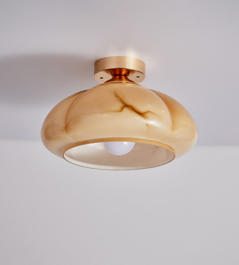 Amber Glass Flower Ceiling Lamp