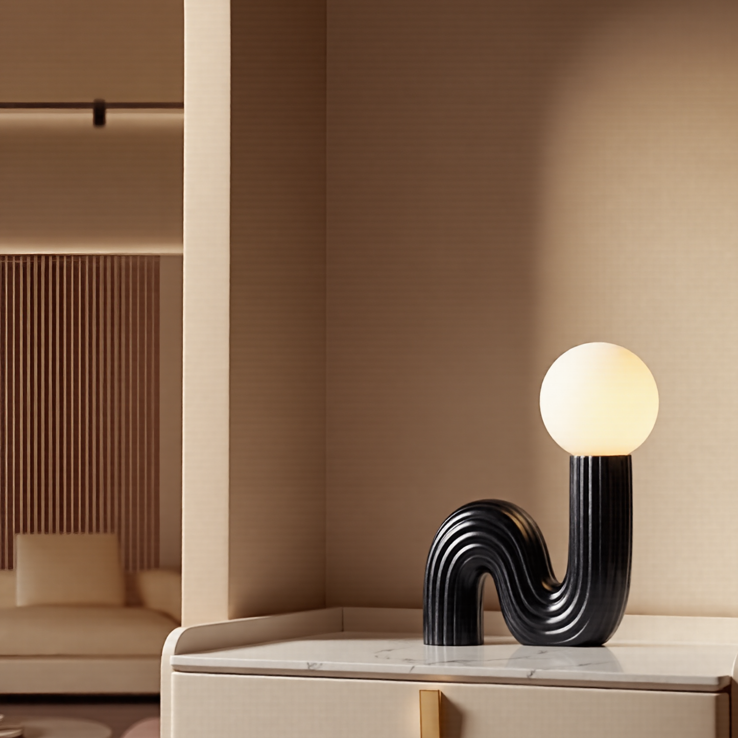 Memphis Wavy Ribbed Ceramic Table Lamp