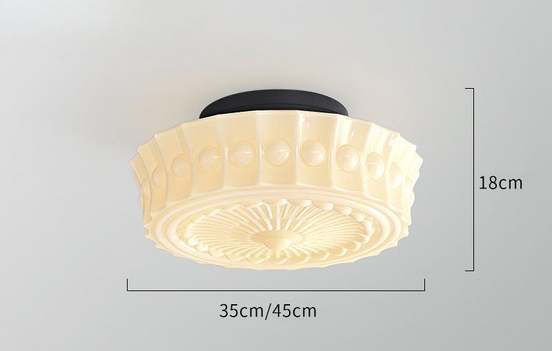French Vintage Glass Flush Ceiling Light