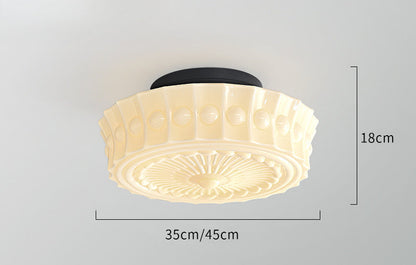 French Vintage Glass Flush Ceiling Light