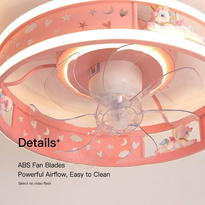 Kids Round Ceiling Fan with LED Light