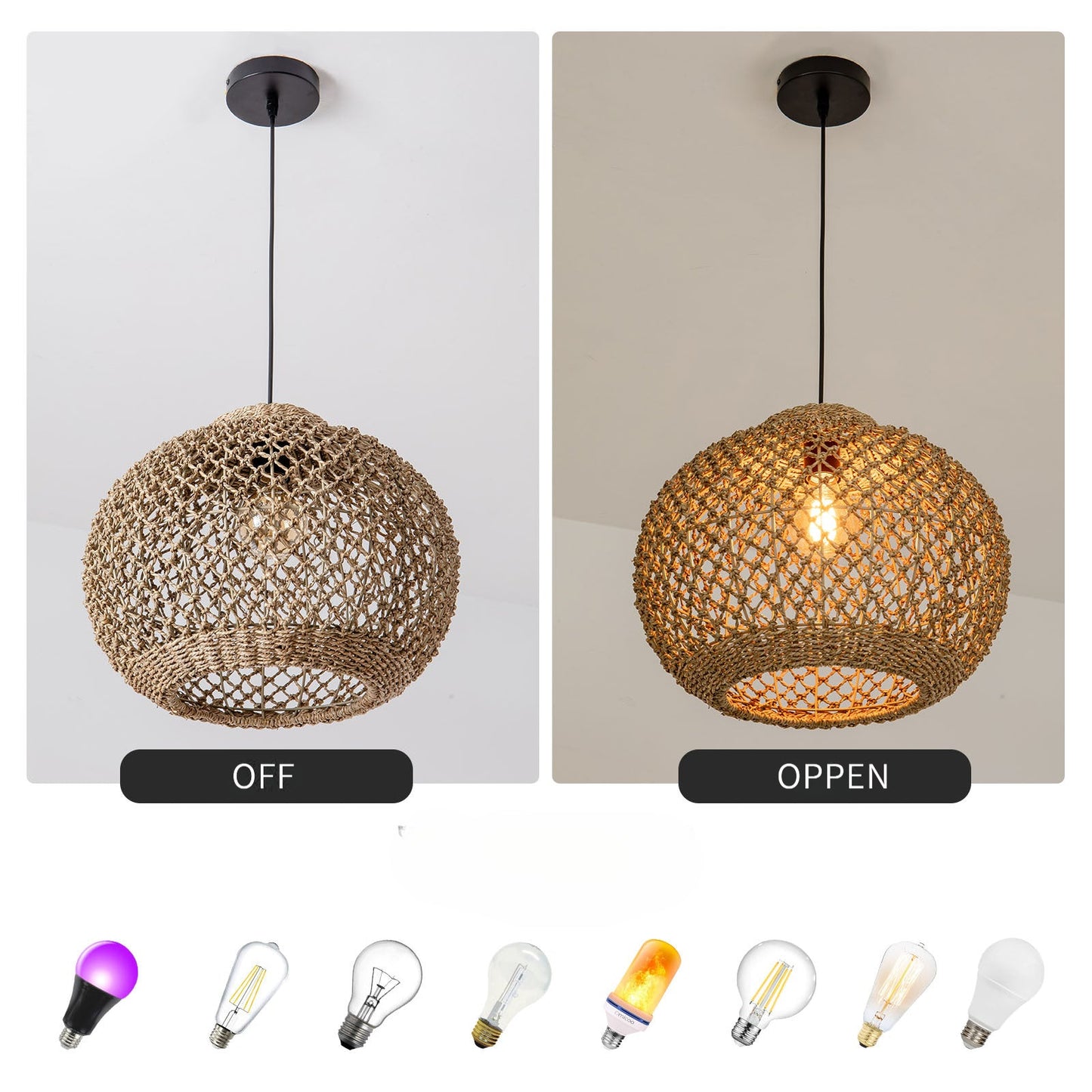 Handwoven Rattan Pendant Light