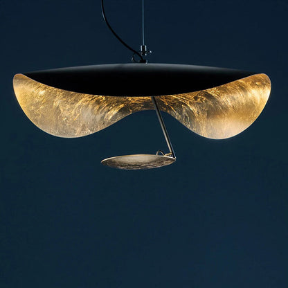 UFO Pendant Light in Black or White with Brass