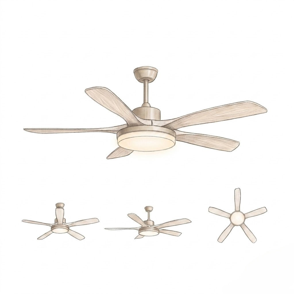 Natural Wood Finish LED Ceiling Fan