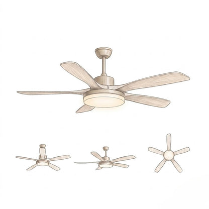 Natural Wood Finish LED Ceiling Fan