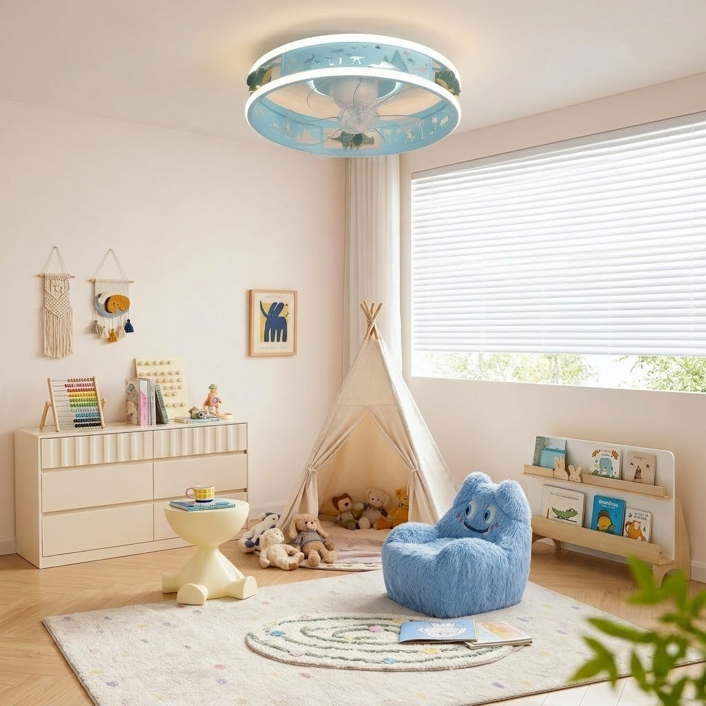 Kids Round Ceiling Fan with LED Light