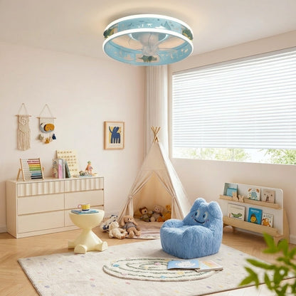 Kids Round Ceiling Fan with LED Light