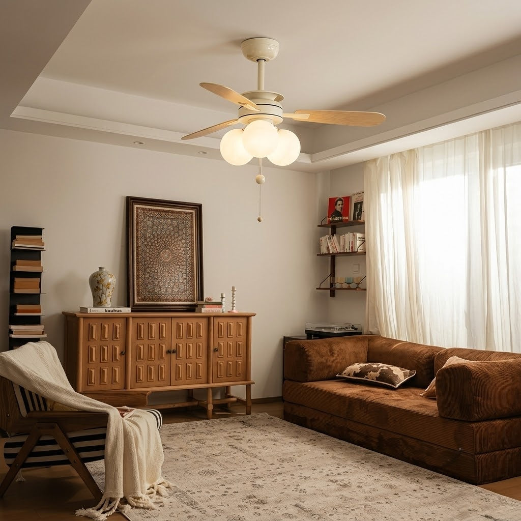 Nordic Wooden Fan with 3 Glass Shades