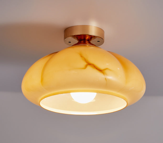 Amber Glass Flower Ceiling Lamp