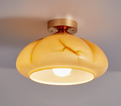 Amber Glass Flower Ceiling Lamp