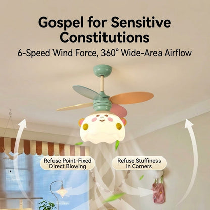 Kids Bear Ceiling Fan with LED Light
