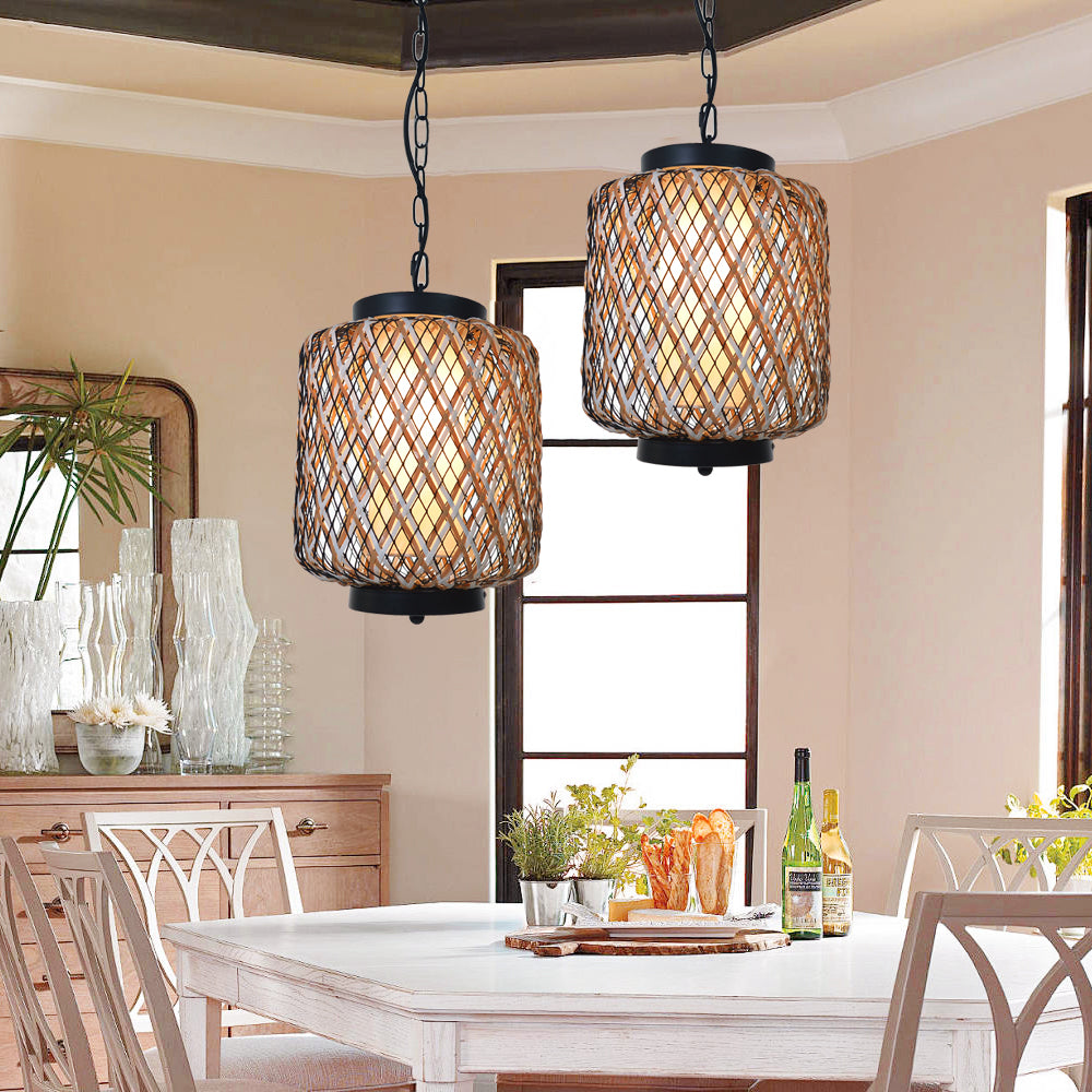 Bamboo Mesh Lantern Pendant Light