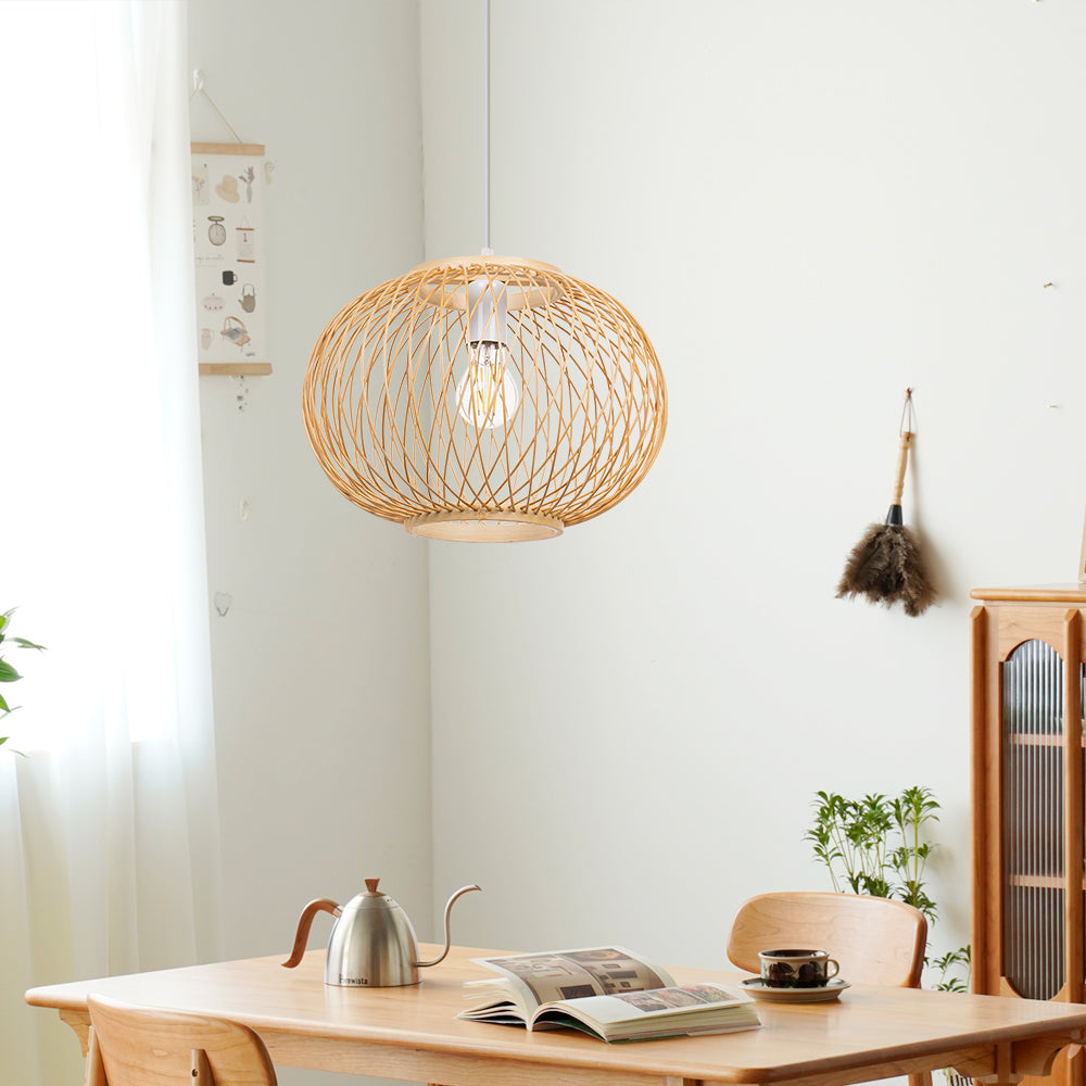 Boho Bamboo Wicker Hanging Lamp