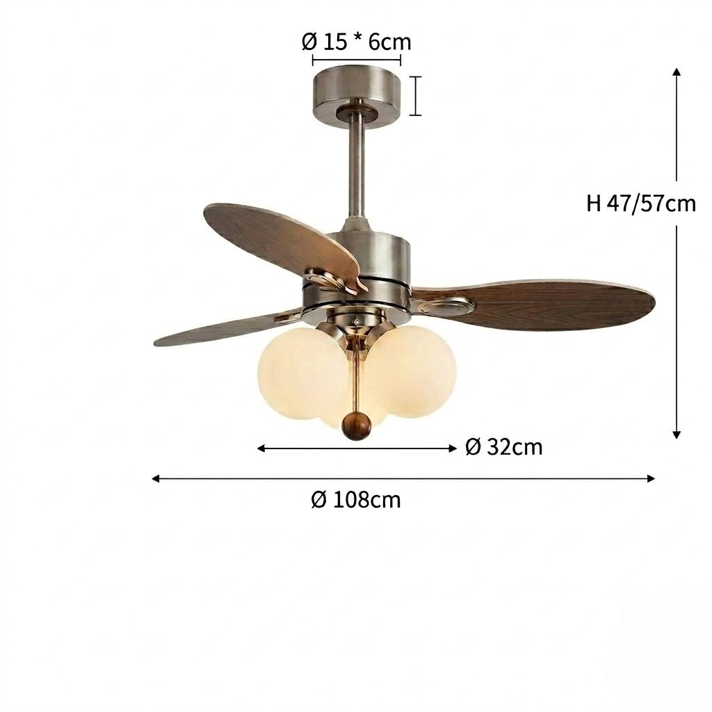 Wooden Blade Fan with Glass Shades
