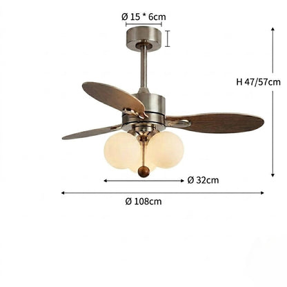 Wooden Blade Fan with Glass Shades