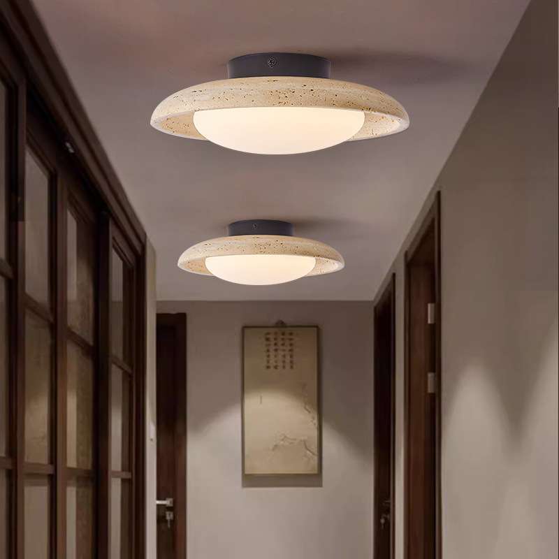 Yellow Travertine Stone Ceiling Light