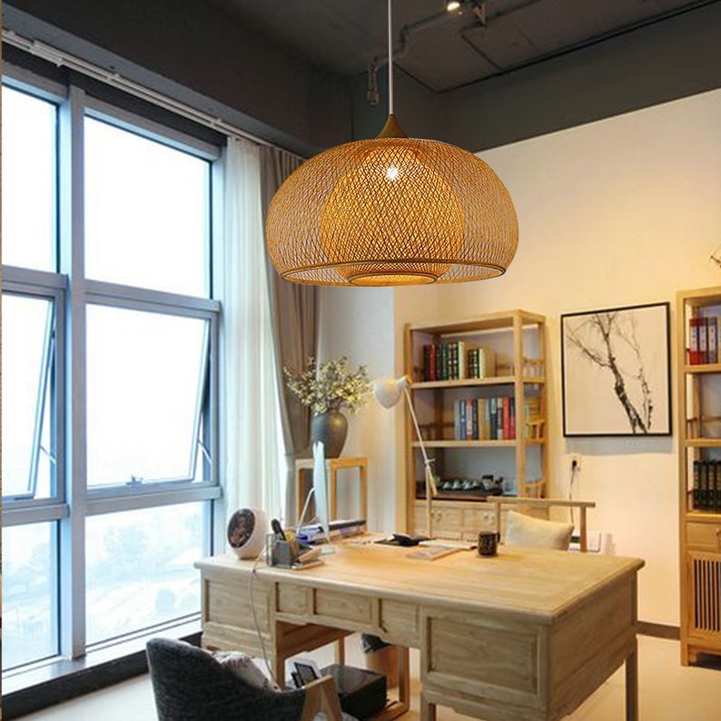 Double-Layer Hand-Woven Bamboo Pendant