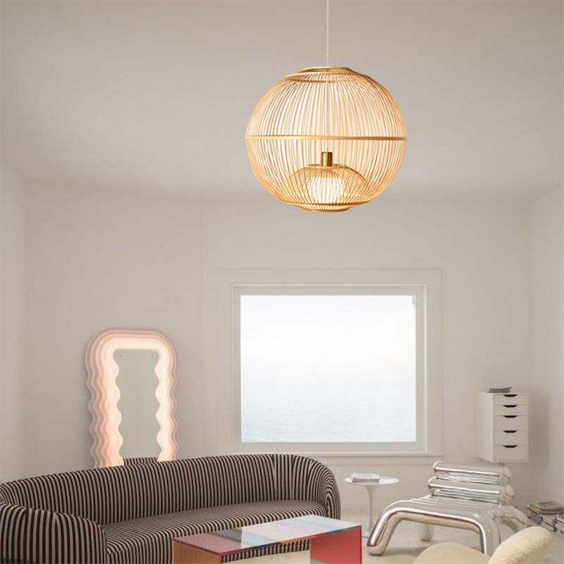 Traditional Bamboo Pendant Artistic Suspension Hanging Light Fixture-[Modern pendant lighting for bedroom and living space]-Demolights UK