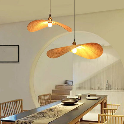 Bamboo Lotus Leaf Shaped Pendant Light-[Modern pendant lighting for bedroom and living space]-Demolights UK