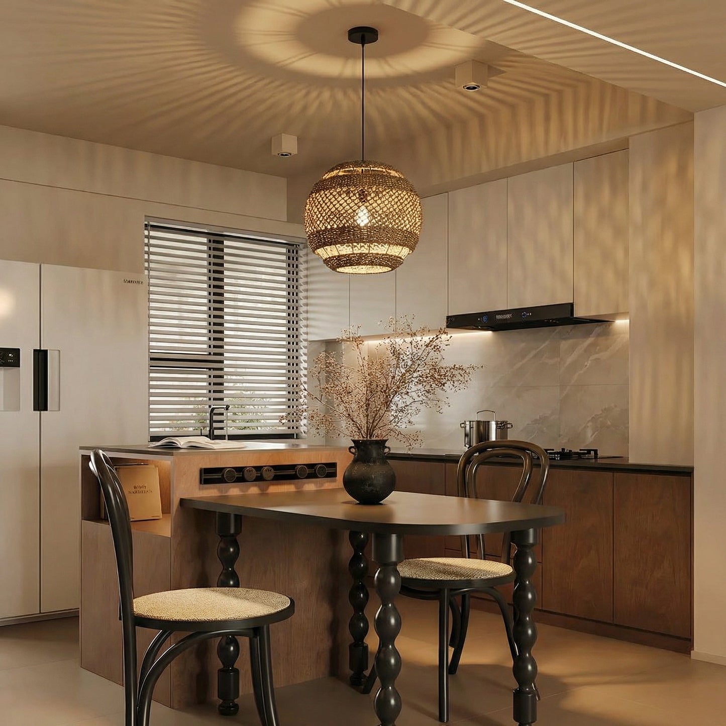 Hand-Woven Rattan Coastal Pendant