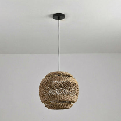 Hand-Woven Rattan Coastal Pendant