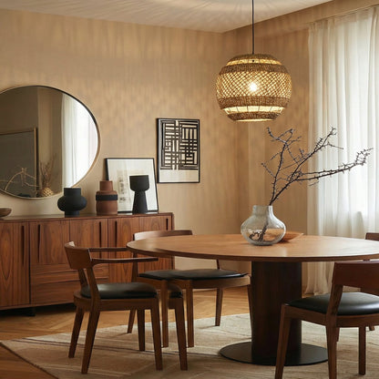 Hand-Woven Rattan Coastal Pendant