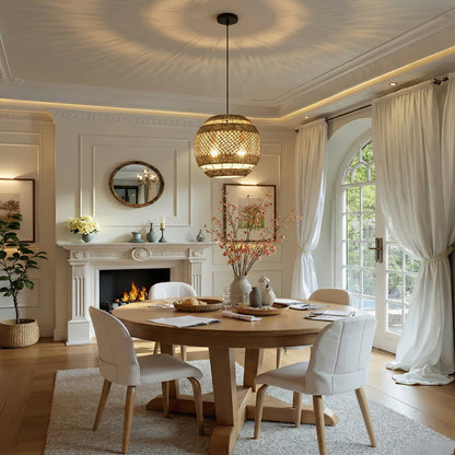 Hand-Woven Rattan Coastal Pendant