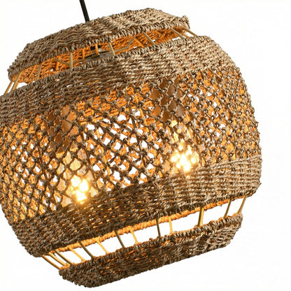 Hand-Woven Rattan Coastal Pendant