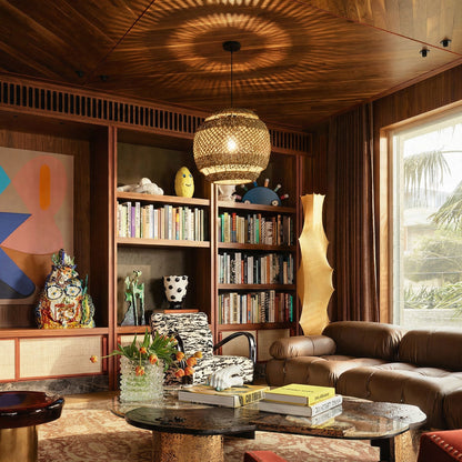 Hand-Woven Rattan Coastal Pendant