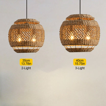 Hand-Woven Rattan Coastal Pendant