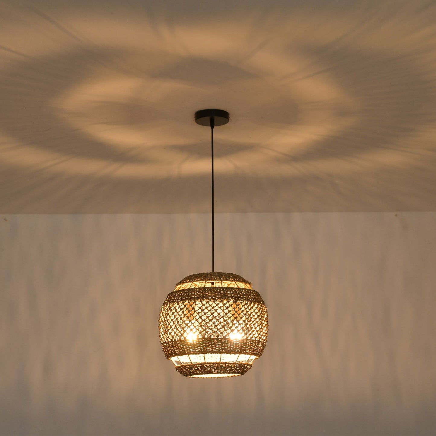 Hand-Woven Rattan Coastal Pendant