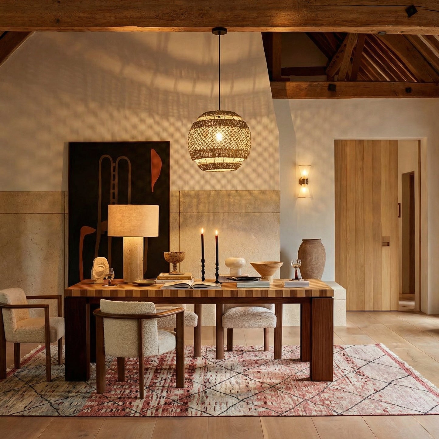Hand-Woven Rattan Coastal Pendant
