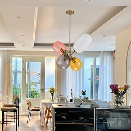 Nordic Led Glass Chandelier Pendant Lamp Kitchen Fixtures Living Room Bedroom-[Modern pendant lighting for bedroom and living space]-Demolights UK