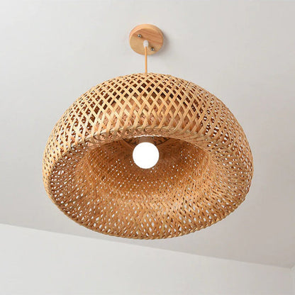 Hand-Woven Bamboo Dome Pendant Light